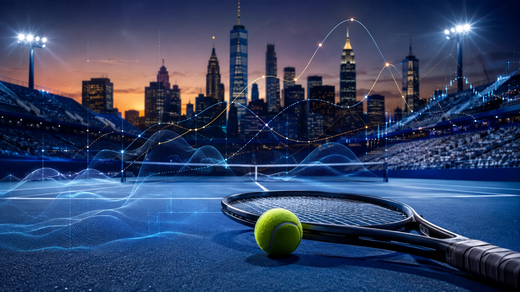 tennis-ball-and-racket-with-night-city-skyline-in-background