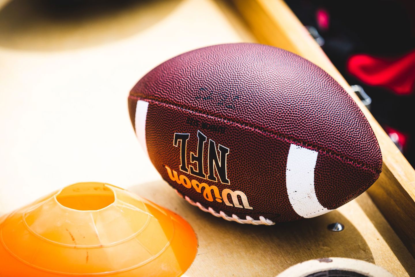football-on-table-with-field-cone