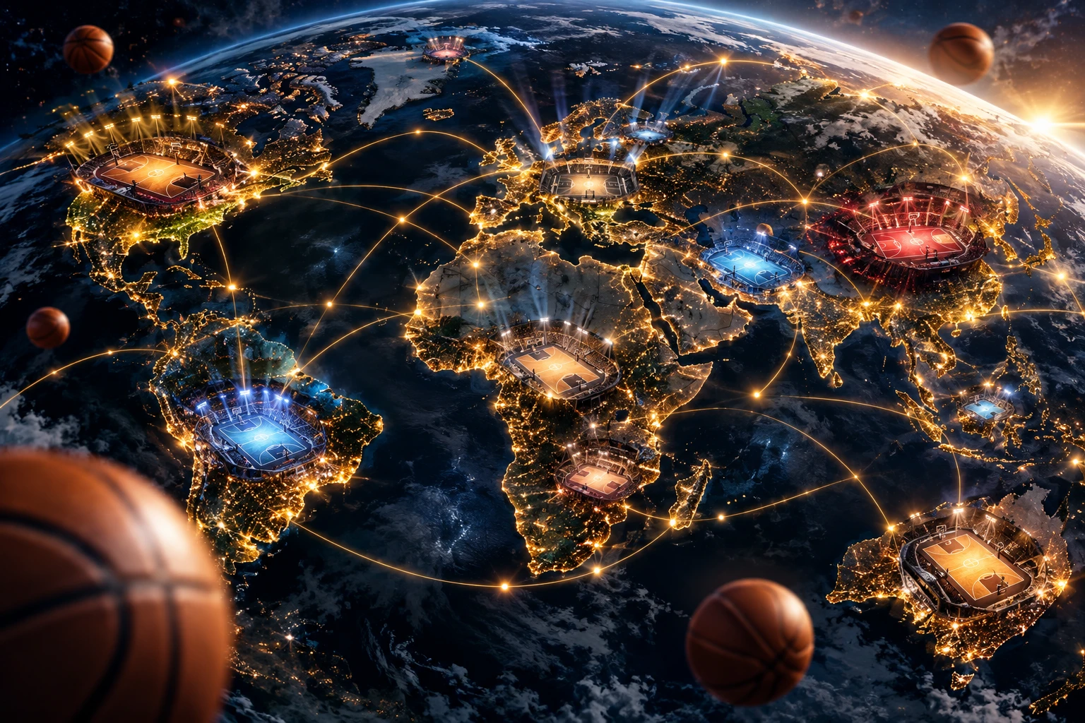 view-of-globe-at-night-with-light-up-stadiums-and-lights-connecting-them