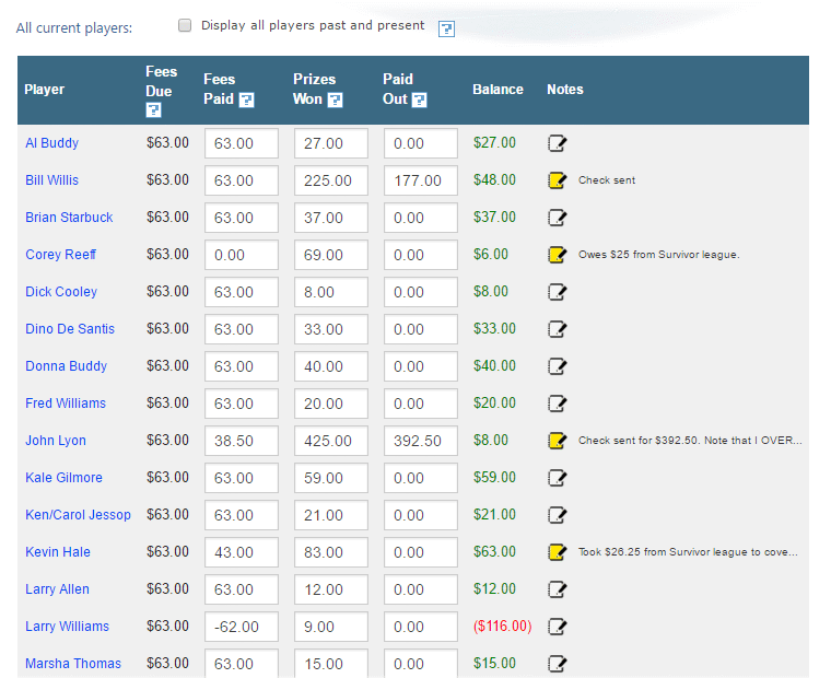 March Madness Pool Accounts