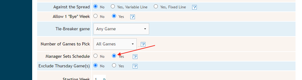 Pool Manager Settings Page