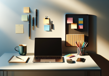 work-desk-with numerous-office-supplies