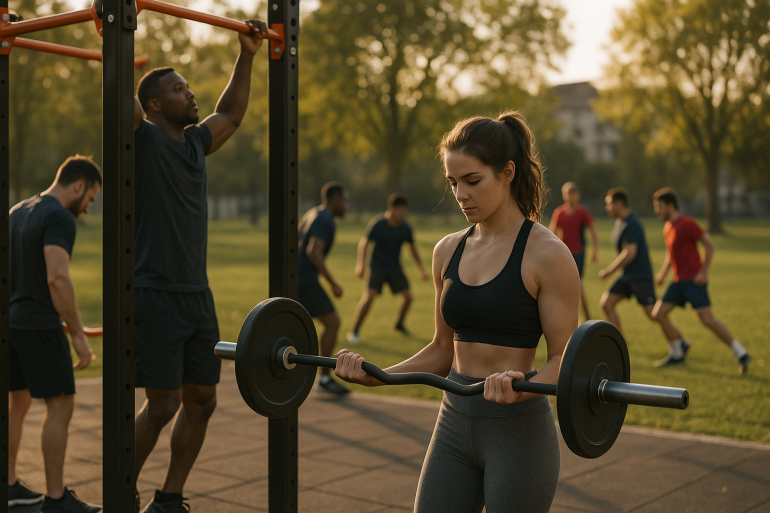 woman-lifting-bar-bell-at-the-park