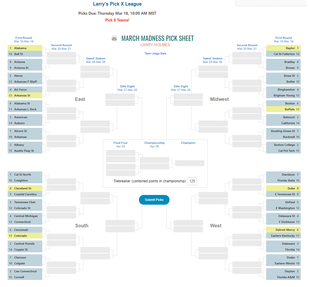 Screenshots, Football Pools, Bracket Tournaments